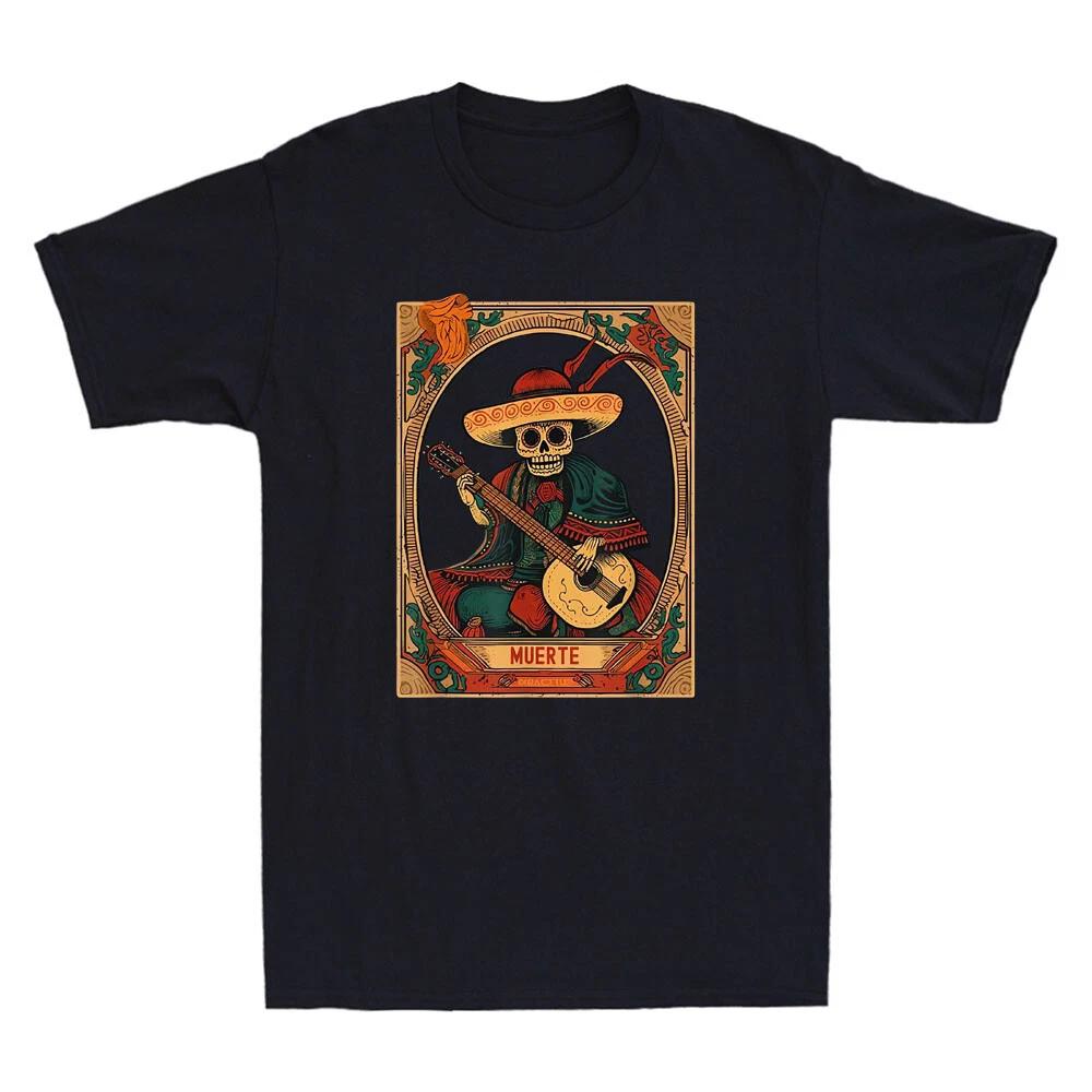 Day of the Dead Death Tarot Card Dia de los Muertos Funny Vintage Men's T-Shirt