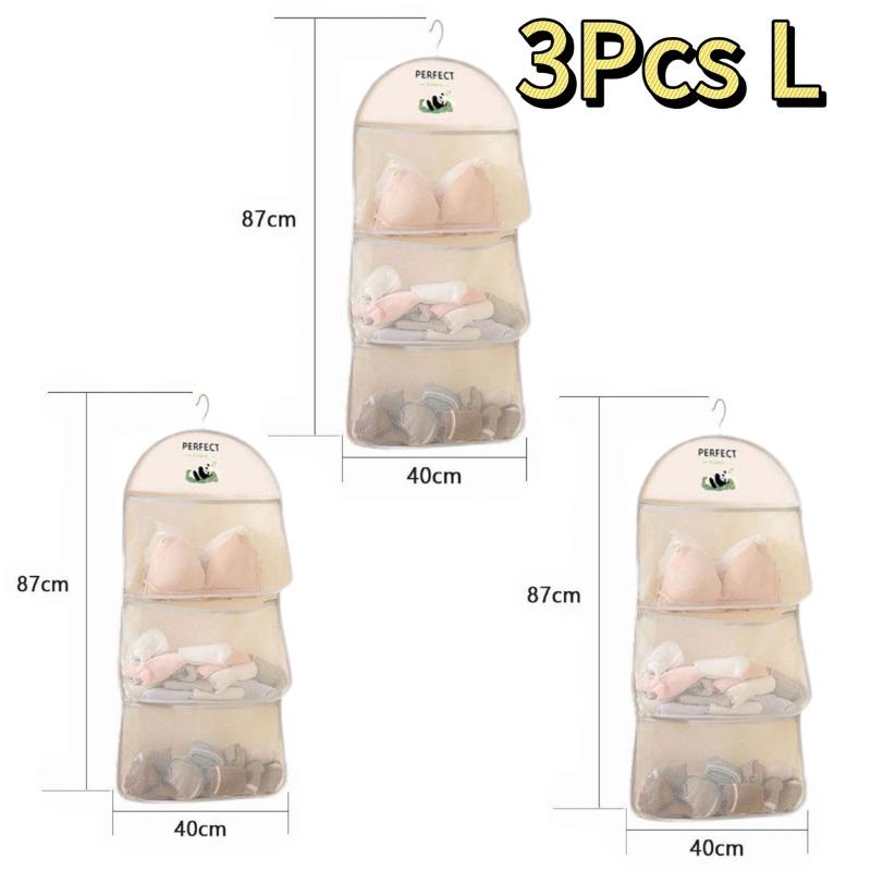 Storage Hanging Bag ,Hanging Underwear Bag, Socks, and Bra Mesh Storage Bag Wall Mounted Storage Bags, Transparent Pocket Design