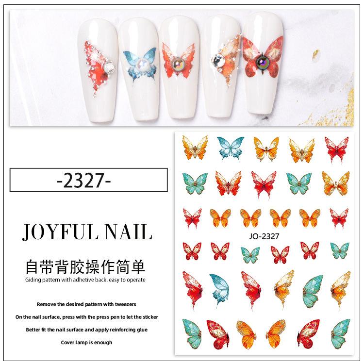 Butterfly Nail Stickers Colorful Butterflies Self Adhesive Transfer Sliders Wraps Manicures Foils DIY Decorations,Nail Art Tool