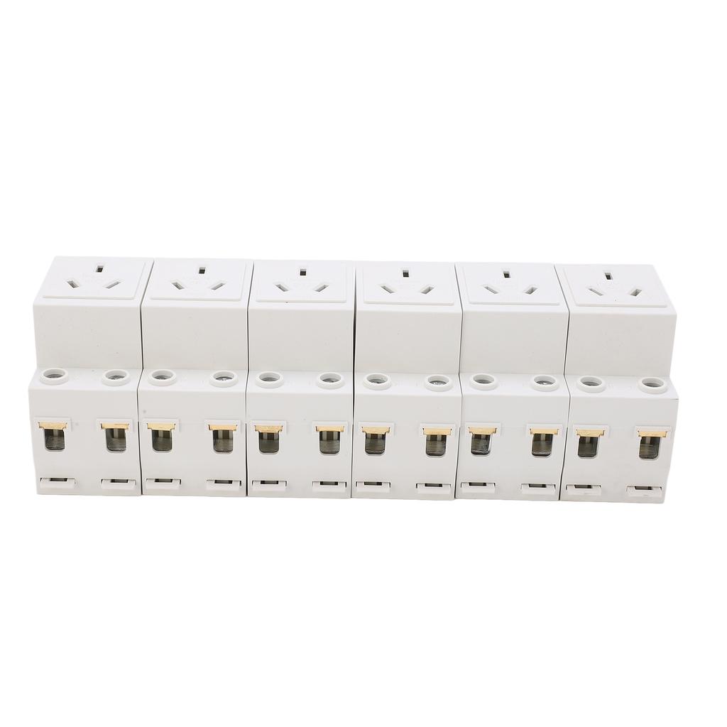 6PCS Modular Socket Guide Rail Power Socket 3 Hole 250V Industrial Power Outlet for Electric Appliance