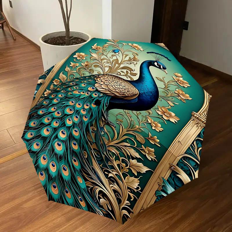 1PC peacock, floral Automatic Open/Close Umbrella Compact Folding Umbrella with 8-Rib Shaft lightweight esign, Fashion Lovers1239A