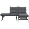 Garden Benches with Cushions 2 Pcs Black Powder Coated Steel