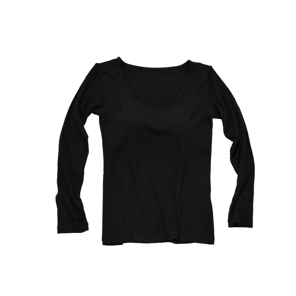 Versatile Autumn Modal Base Layer Shirt with Chest Pads, Slimming Long-Sleeve Round Neck, Wear Alone or as Inner Layer.