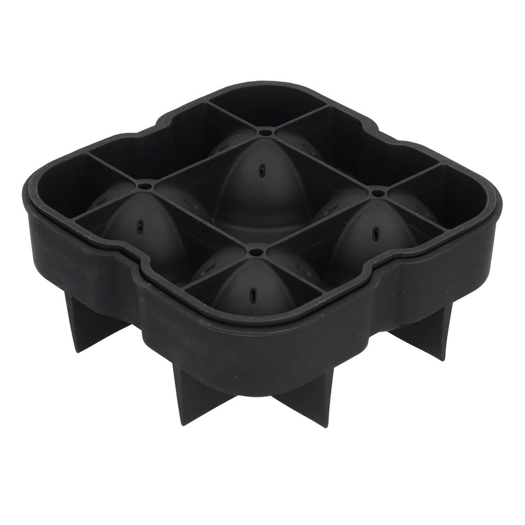 4 Fächer Eisballform Wiederverwendbar Lebensmittelqualität Silikon Eisballmacher Tablett Heimküchenutensilien Schwarz