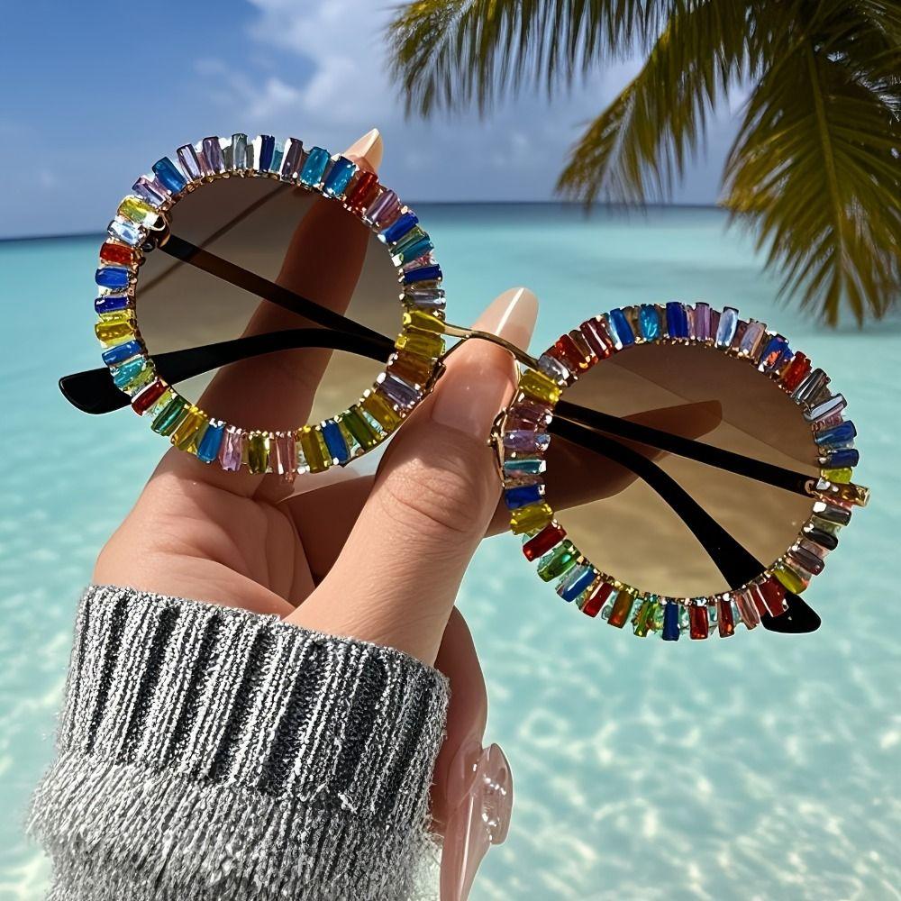 Steampunk Rhinestone Sunglasses Fashion Beach Party Sun Glasses Trendy Women Spectacles  Selfie
