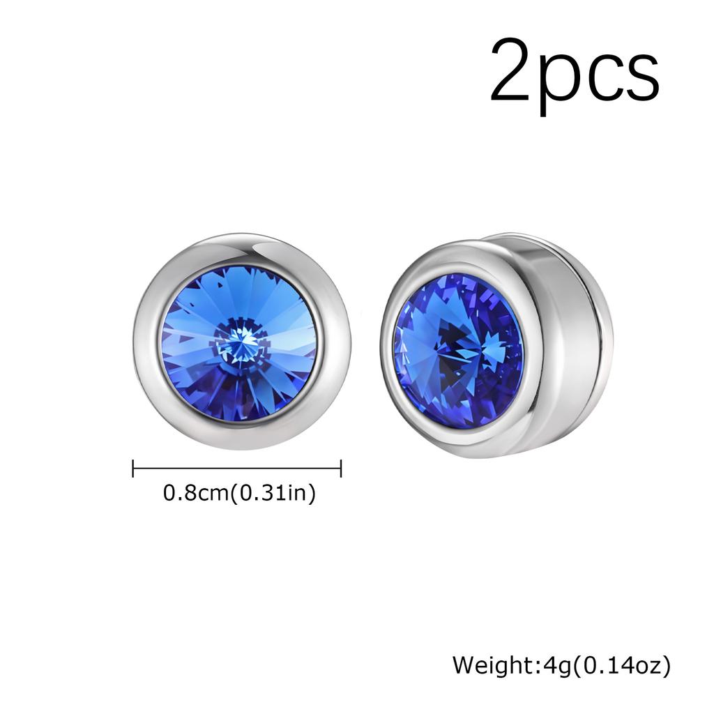 Blue White Black Zircon Clip Earrings for Men Women,Stainless Steel Non Perforated Ear Clips,Simple Hip Hop Earring Jewelry Gift