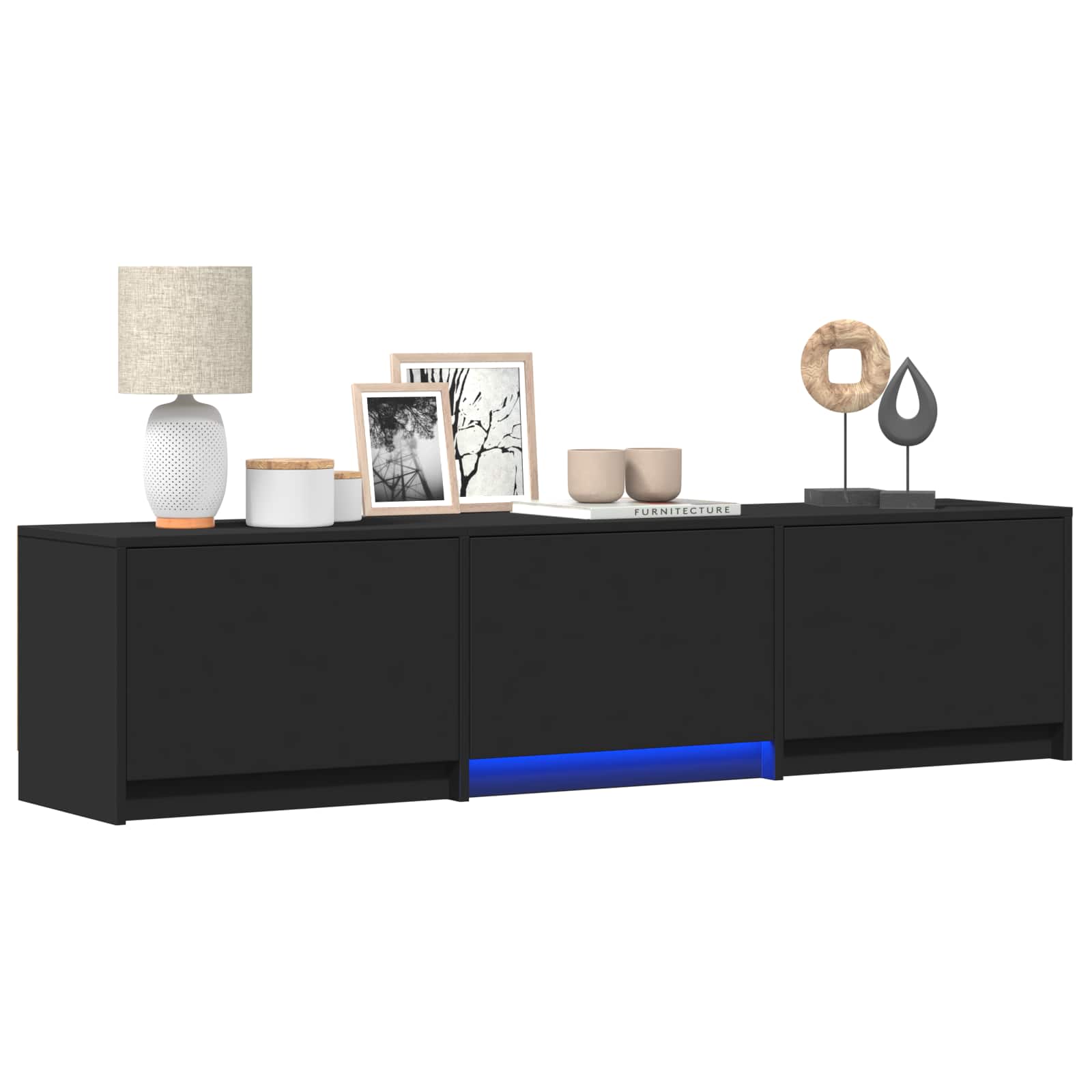 TV-Ständer mit LED-Beleuchtung Schwarz 165 x 34 x 40 cm Holzwerkstoff