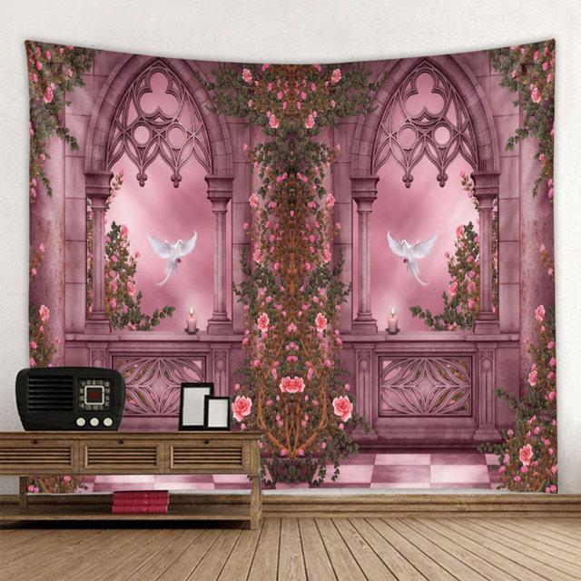 Tištěná tapisérie Evropská architektonická krajina nástěnné zavěšení hippie bohémský obývací pokoj ložnice dekorace na stěnu