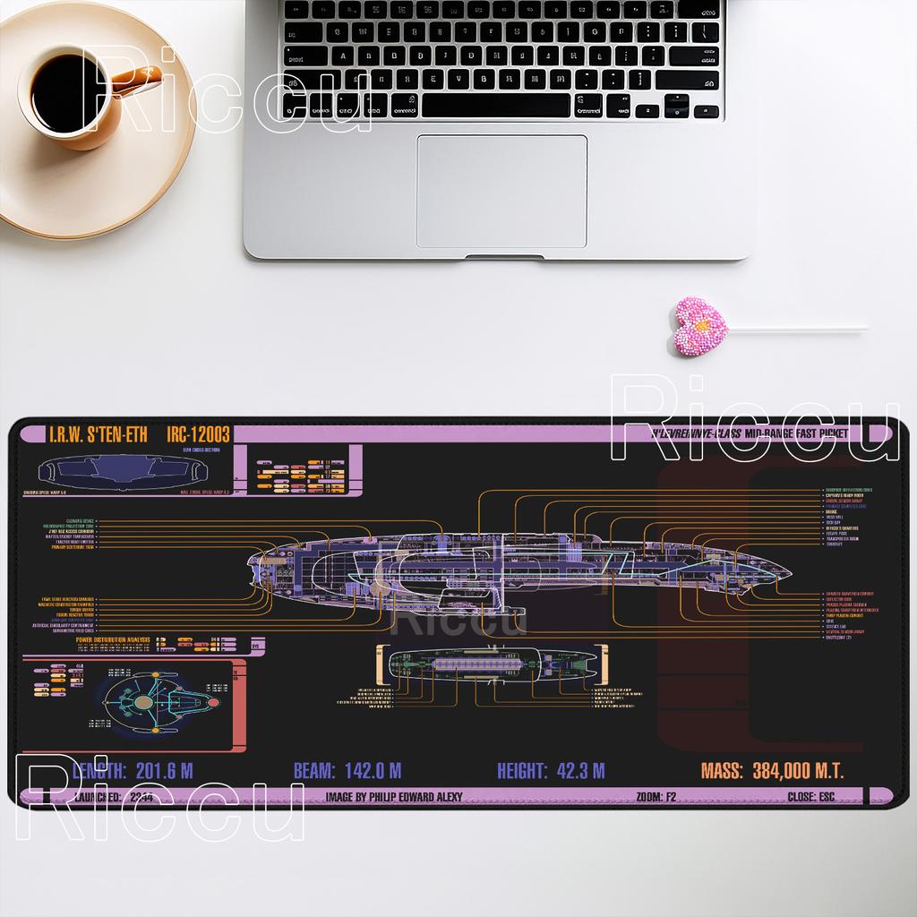 Gamer Mouse Pad Computer overlock Mousepad Office Accessories Keyboard Anime Starship Blueprint Extended Large Nonslip Desk Mat