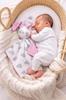 Doudou Bunny Cuddly Toy Double-Sided Cotton and Minky - Gray Clouds - Pink