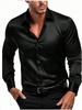 2026 Men's Business Long Sleeve Shirts Button Up Night Club Bright Surface Shirt Rock and Roll Style