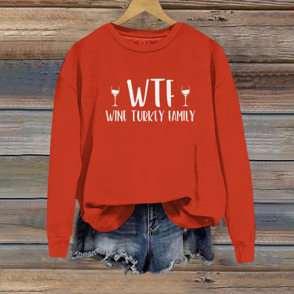 Women's Casual Loose Solid Color Easter Print Round Neck Long Sleeve Hoodie