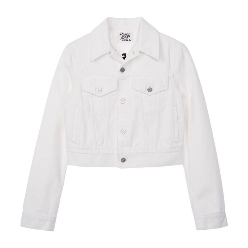 Women's Turn Down Collar Long Sleeve Cropped Jacket Slim Fit Korean Denim Jacket Single Breasted Vintage Washed Casual Outerwear Coat
