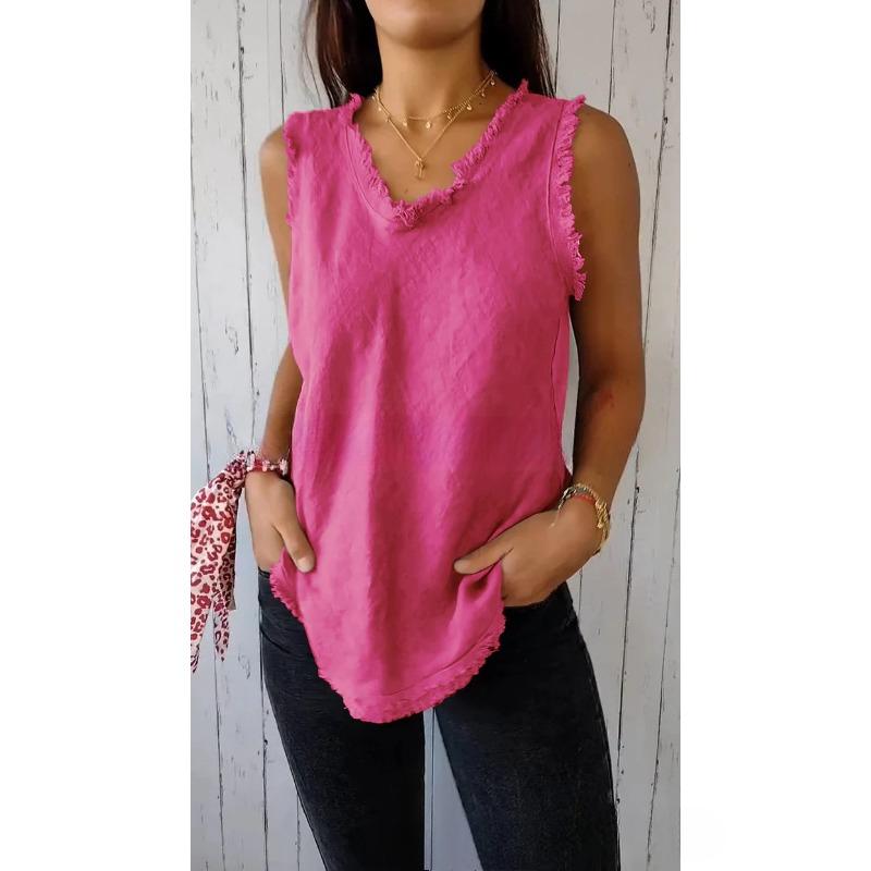 2025 lato nowy casualowy luźny duży rozmiar bez rękawów z okrągłym dekoltem kamizelka damska