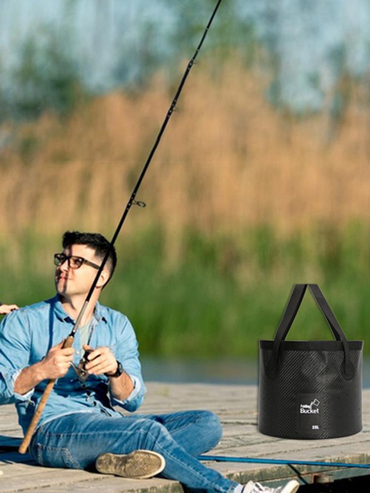 20L Fishing Folding Bucket Waterproof Collapsible Bucket Multifunction Camping Bucket Bag Lightweight for Travel Fishing Boating