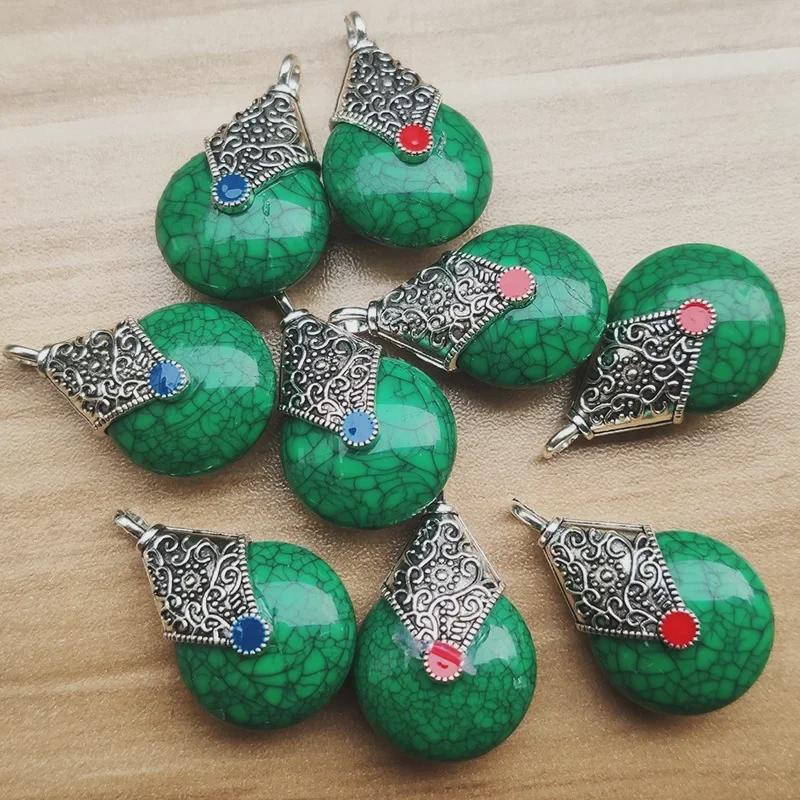 Vintage Tibetan Silver Necklace with Resin Beeswax Pendant and Colorful Bodhi Bead Accessories