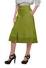 Moomaya Solid Cotton Skirts For Women Button Down A-Line Knee Length Skirts