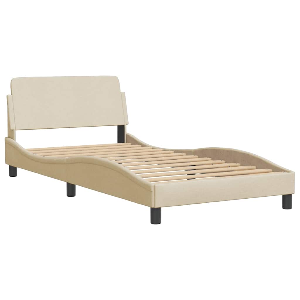 Bed Frame Without Mattress Hvar Cream 100x200 Cm Fabric
