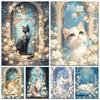 Full Diamond Painting New Collection Windowsill Cat and Flowers 5D DIY Diamond Embroidery Animal Cross Stitch Mosaic Home Decor