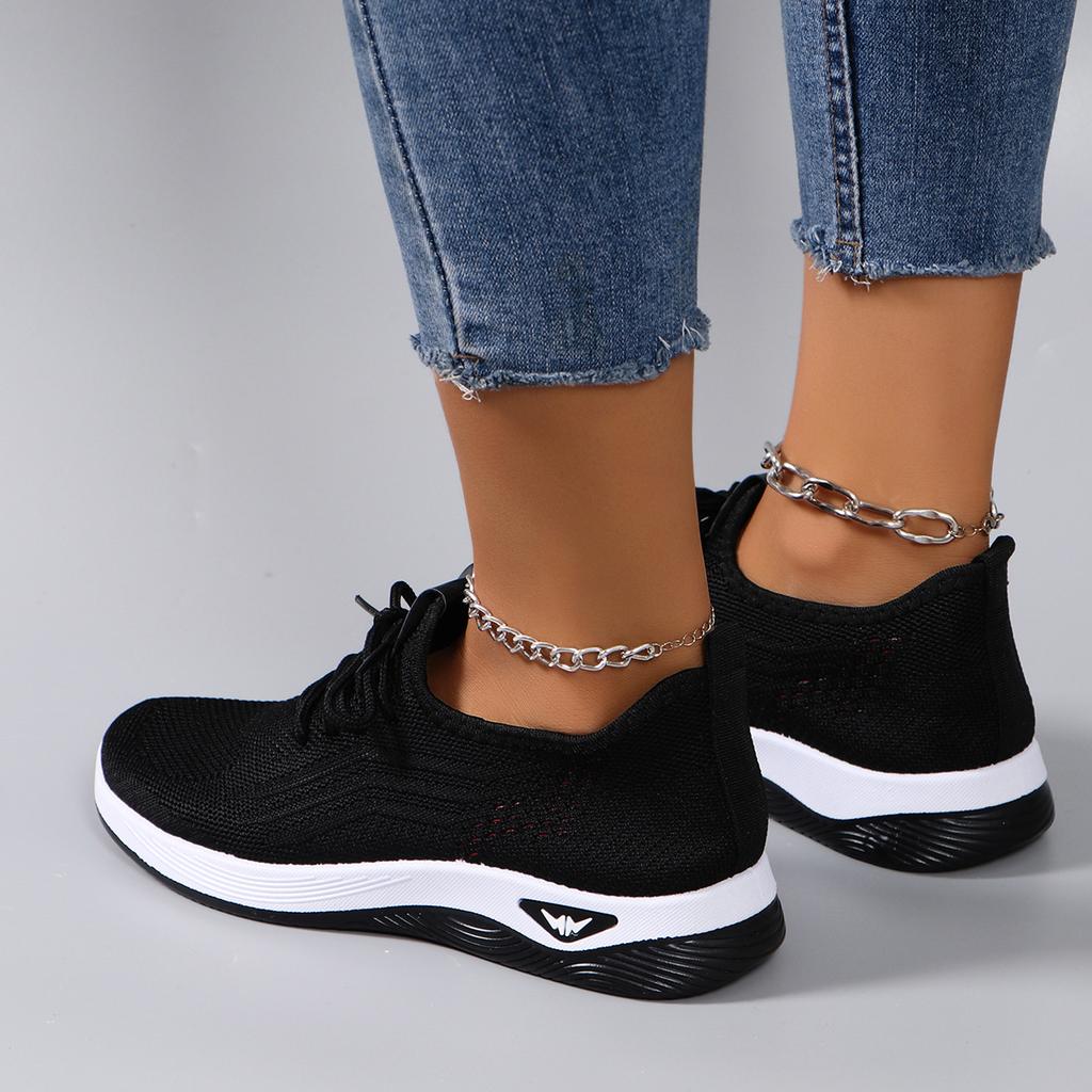 Spring New Women'S Sports Shoes, Fashionable, Breathable, Lightweight, Non-Slip, Wear-Resistant, Casual Sports Shoes, Flat Shoes