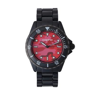 Copha Swagger Camo Unisex Diver Design Quartz Watch Waterproof Lightweight Red Dial Black Belt