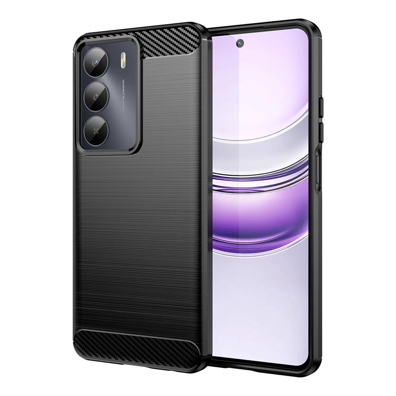 

Для чехла Realme C71 Противоударный Защита от ударов Мягкий силиконовый Задняя крышка из углеволокна Чехол Realme C71 Для чехла Realme C71 6,67 дюйма Realme C71 чёрный