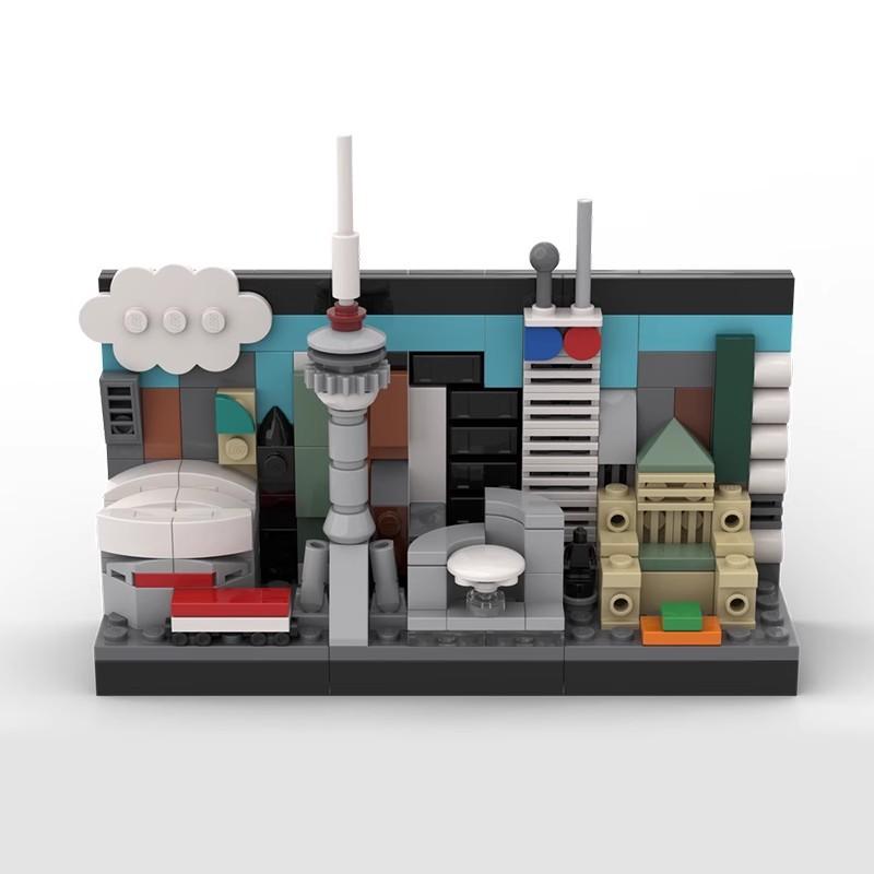 Building Block Compatible 96882 Toronto Skyline Postcard, Creative Model Small Miniature Scene