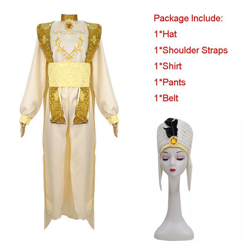 Stylish Arabian Prince Aladdin Adult Cosplay Costume Party Outfit With Hat