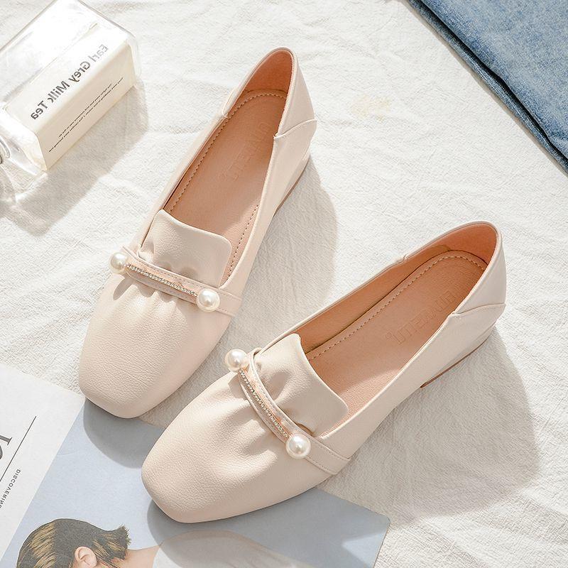 

Fairy single shoes female new heel low shoes spring and autumn wind one pedal single shoes white square head female autumn and winter new versatile 35