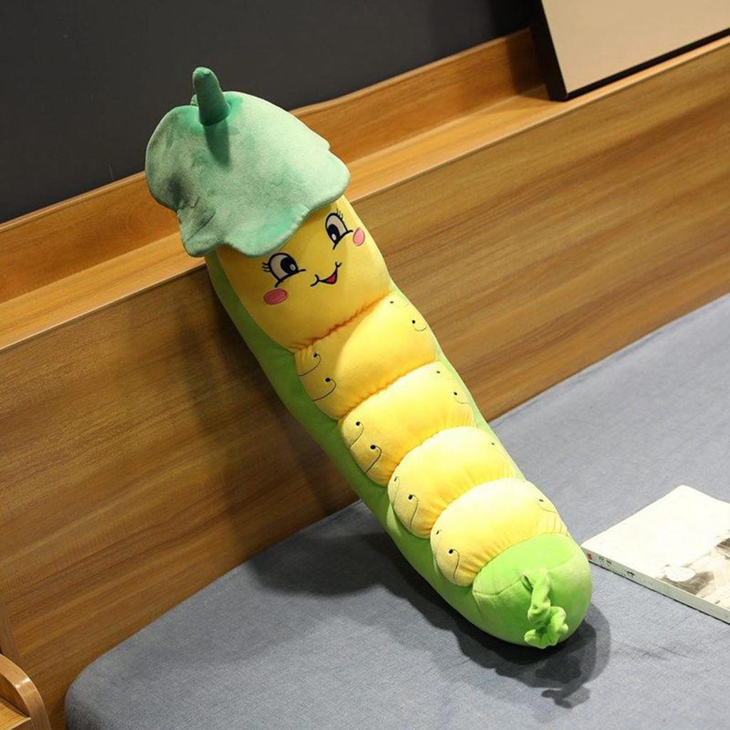 Cute Caterpillar Plush Hug Pillow Stuffed Animal Toy Decorative Pillows for Bedroom, Living Room
