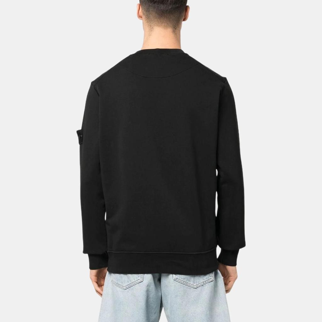 STONE ISLAND Logo Patch Crewneck Sweatshirt 'Black' Men's 101563051-A0029