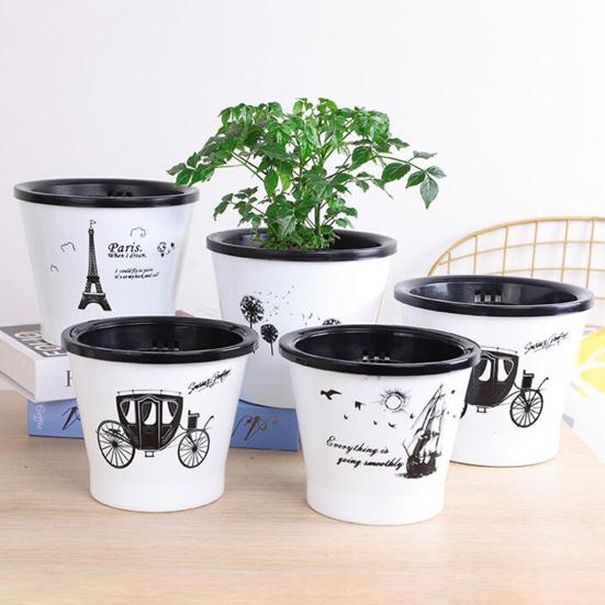 Flowerpot Water Storage Function Anti-slip PP Smooth Surface Plant Pot Patio Decor