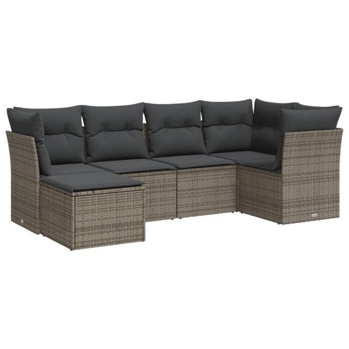 VidaXL Salon de Jardin avec Coussins 6 pcs, Canapés de Terrasse, Ensemble de Meubles de Patio, Mobilier d'Extérieur, Gris 3249789
