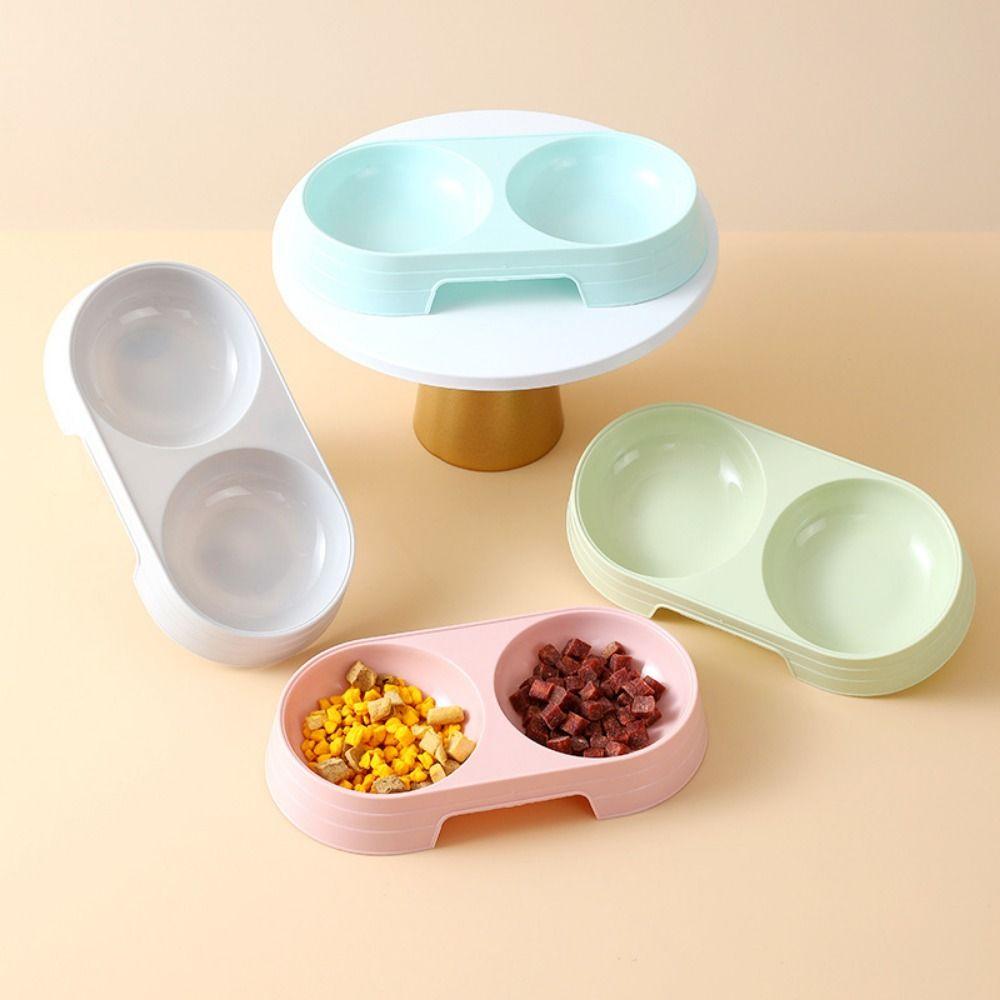 Accessories Candy Color Durable Dog Food Tray Cat Drinking Bowl Cat Feeding Bowl Cat Double Bowl