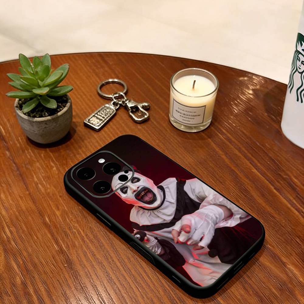 Horror Art the Clown Funny  Phone Case For iPhone 17,16,15,14,13,12,11 Plus,Pro Max,XS,Soft Silicone Black Cover