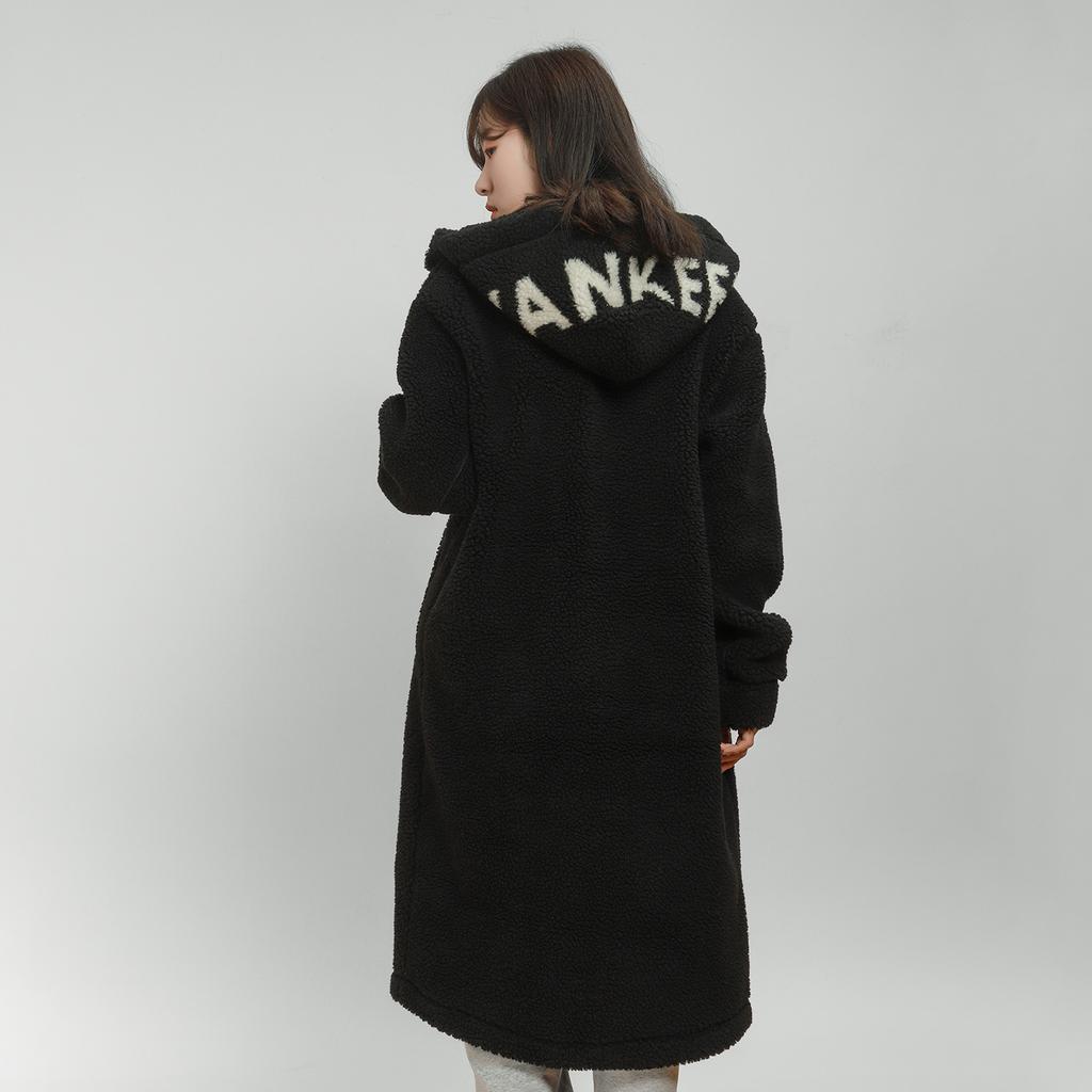MLB New York Yankees Buchstabe Handtuch Bestickt Lässig Mittellang Lammfelljacke Unisex Jacken Schwarz 3AJPF2816-50BKS