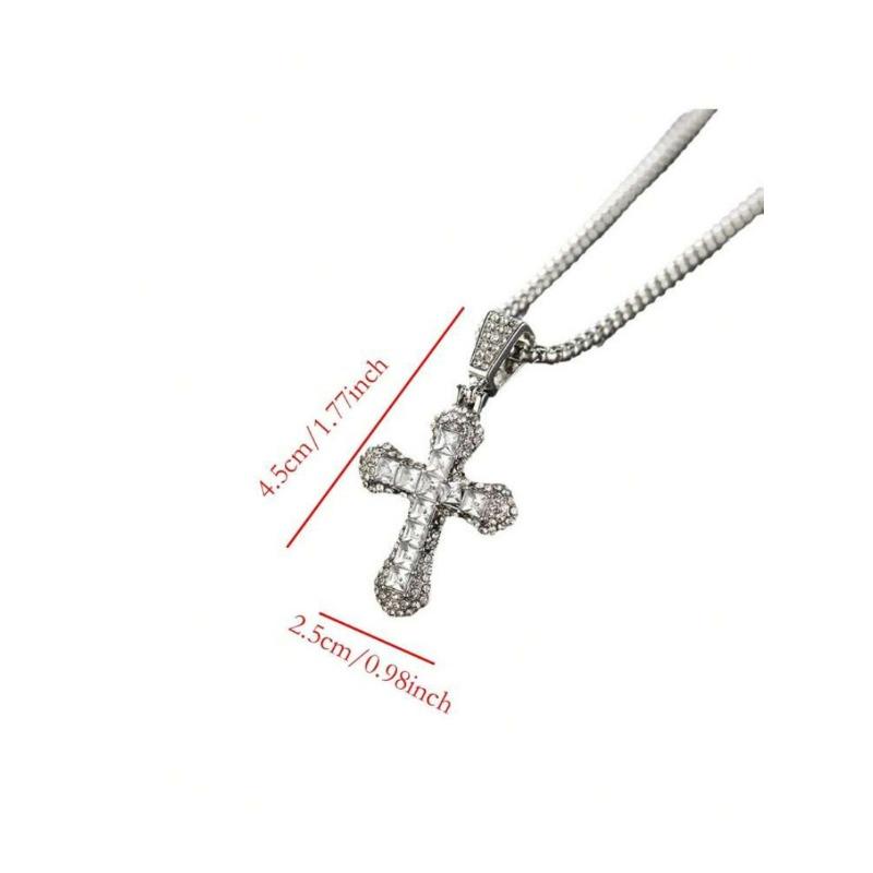 Cross with Diamond Pendant Necklace Autumn and Winter Long Sweater Chain Street Hip Hop Necklace