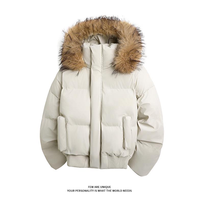 Men's Winter Retro Cotton Jacket with Detachable Fur Collar - Thick and Trendy Outerwear