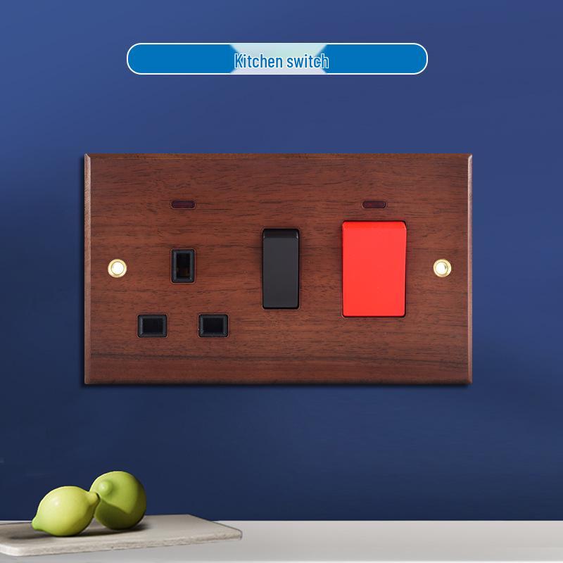 13A British Standard USB Switch Socket, Grey, Wall-Mounted, Multi-Function, One-Gang, Three-Hole Panel