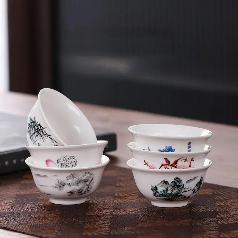 6Pcs/set Hand-painted Landscape Painting Teacup Chinese Teaware Supplies Handmade Boutique Master Cup Tea Ceremony Accessories