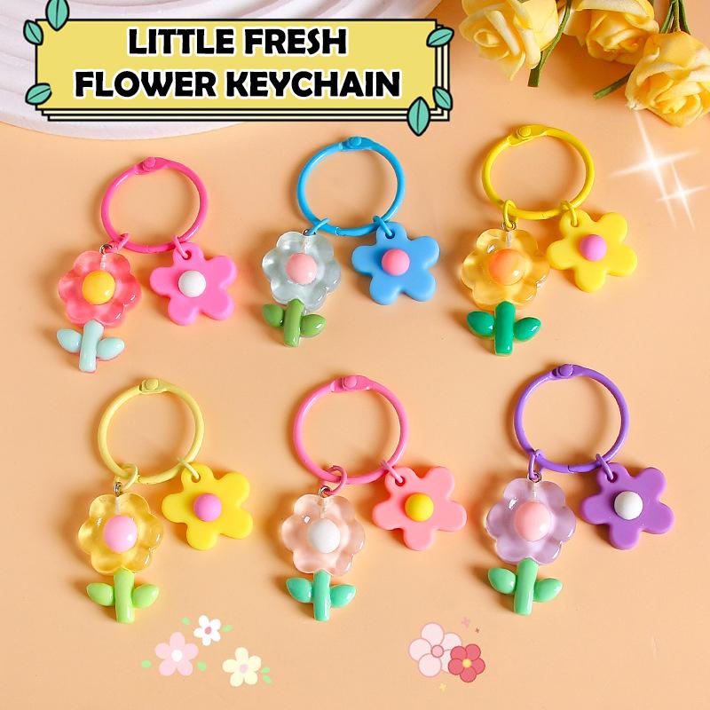 Candy Color Flower Keychain Pendant Sweet Versatile Earphone Case Hanging Decoration Backpack Decoration Accessories Gifts