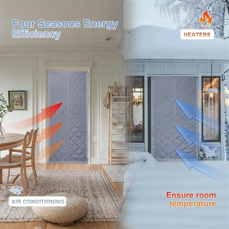 Magnetic Thermal Insulated Door Curtain Energy-Saving Privacy-Protecting Windproof Waterproof Cotton Curtain for Heater Room