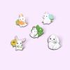 Rabbit Holding Radish Sunflower Four Leaf Clover Animal Enamel Brooch Pin Badge Decorative Jewelry Style Brooches For Women Gift