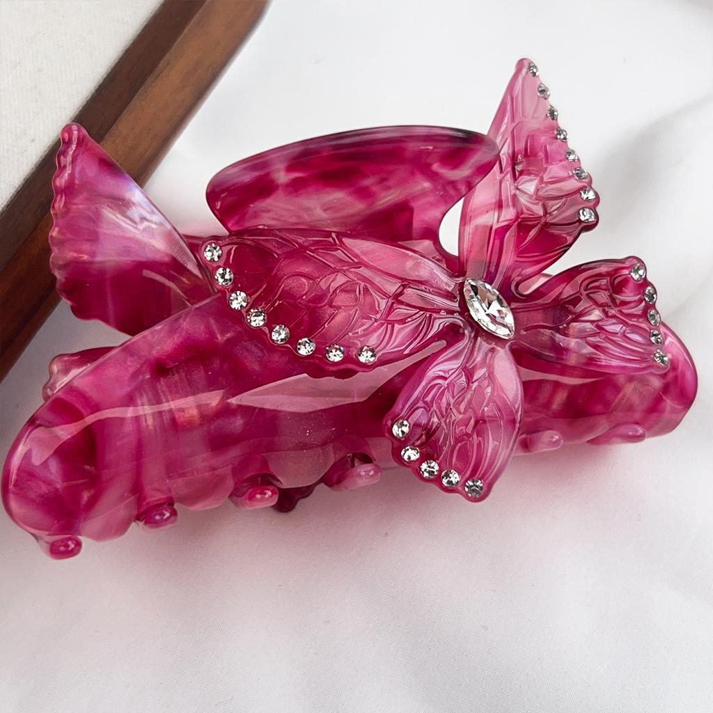Flower Butterfly Acetate Hair Clip Spring Summer Gradient Candy Color Sweet Elegant Women's Large Hair Clip