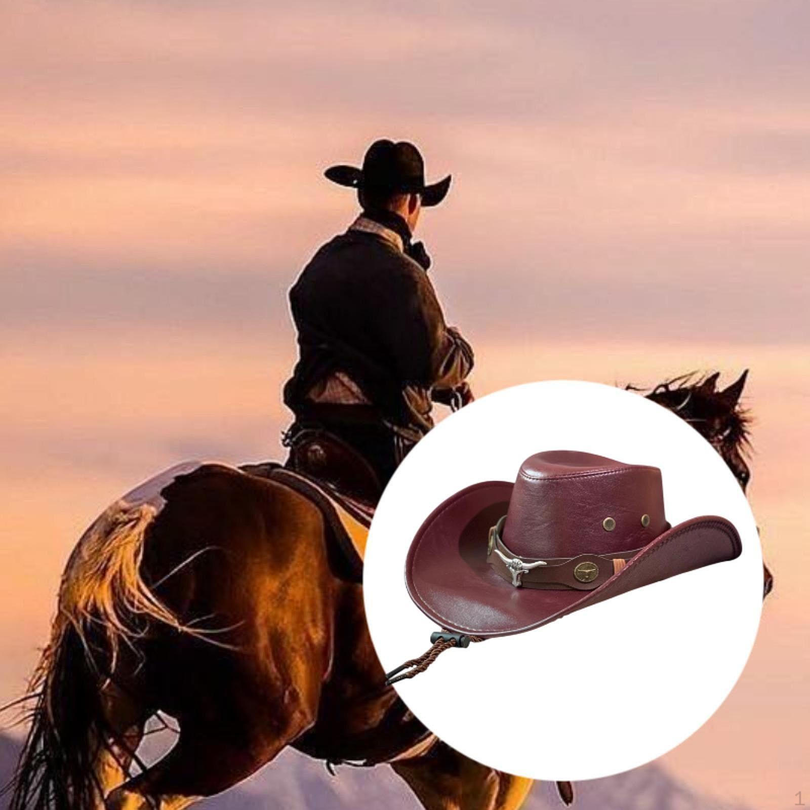 

Классическая ковбойская шляпа из искусственной кожи для всех сезонов Burgundy