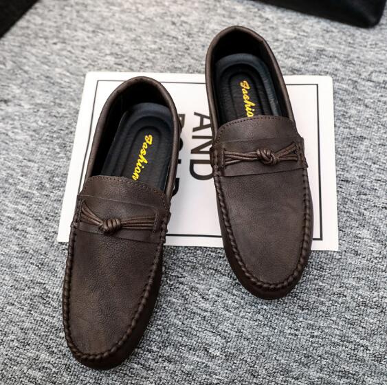 Spring Summer Men's Flats Shoes Men's Young Casual Leather Shoes Soft Soles Social Young Men's Loafers Chaussure Homme M915