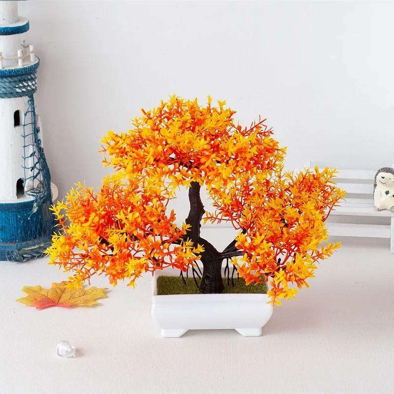 Artificial Plastic Plants Bonsai Small Tree Pot Fake Plant Potted Flower Garden Arrangement Ornaments Room Home Table Decoration