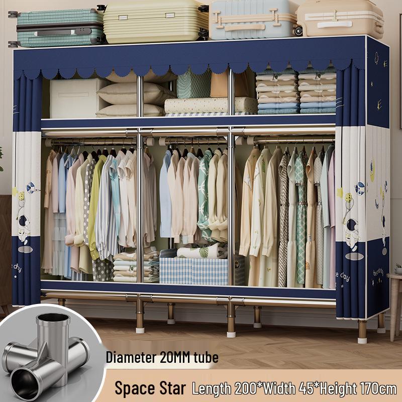 Sturdy Reinforced Steel Frame Fabric Wardrobe for Home & Bedroom Use