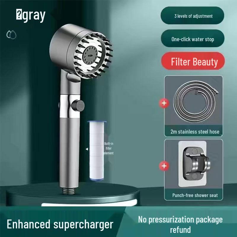 Ultra-High Pressure Massage Shower Head with Spray Booster and Hair Dryer Nozzle