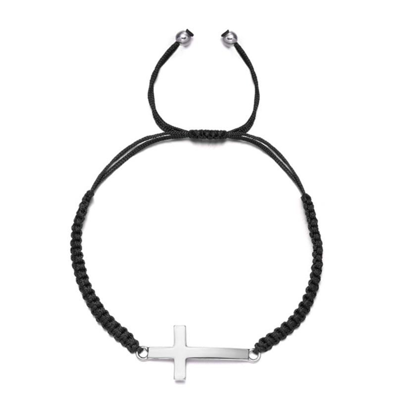 Элегантный плетеный браслет-шарм с распятием, регулируемый браслет на запястье, модные аксессуары для повседневного ношения, христианский сувенир